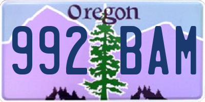 OR license plate 992BAM