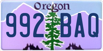 OR license plate 992BAQ