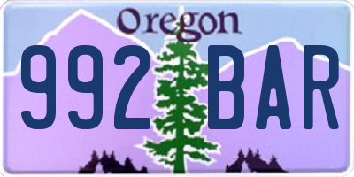 OR license plate 992BAR