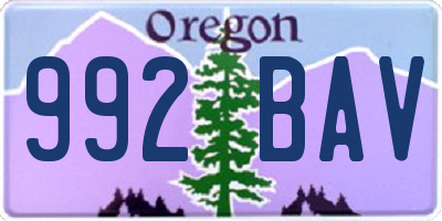 OR license plate 992BAV