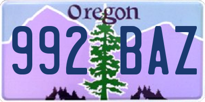 OR license plate 992BAZ