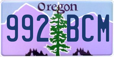 OR license plate 992BCM