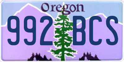 OR license plate 992BCS
