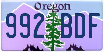 OR license plate 992BDF