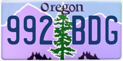 OR license plate 992BDG