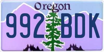 OR license plate 992BDK