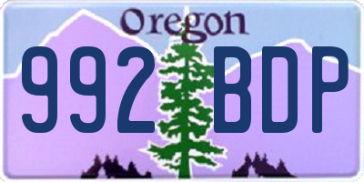 OR license plate 992BDP