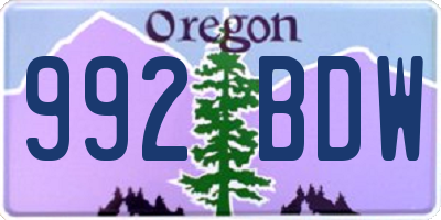 OR license plate 992BDW
