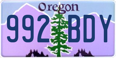 OR license plate 992BDY