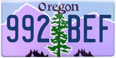 OR license plate 992BEF
