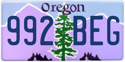 OR license plate 992BEG