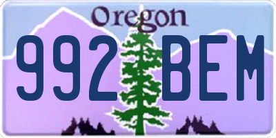 OR license plate 992BEM