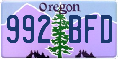 OR license plate 992BFD