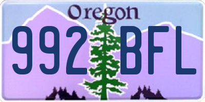 OR license plate 992BFL
