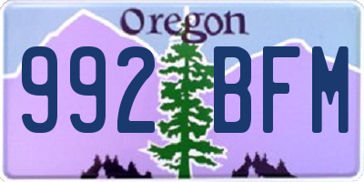 OR license plate 992BFM