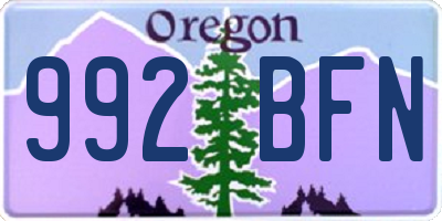 OR license plate 992BFN