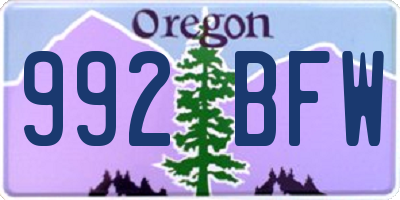 OR license plate 992BFW