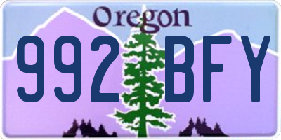 OR license plate 992BFY