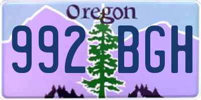 OR license plate 992BGH