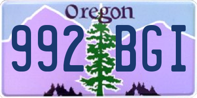OR license plate 992BGI