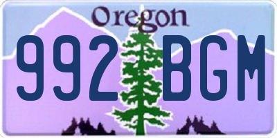 OR license plate 992BGM