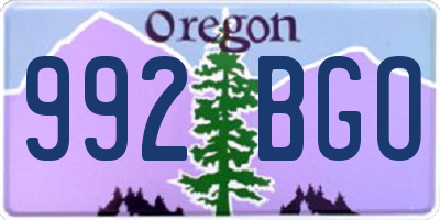 OR license plate 992BGO