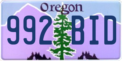 OR license plate 992BID