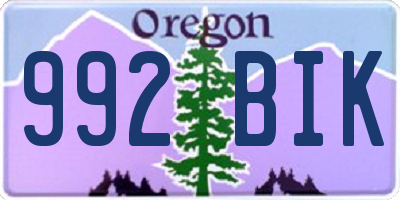 OR license plate 992BIK
