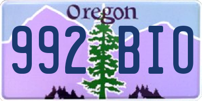 OR license plate 992BIO