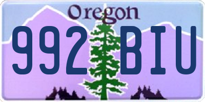 OR license plate 992BIU