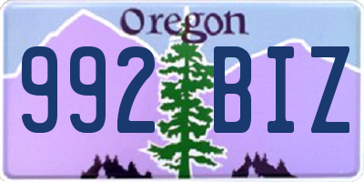 OR license plate 992BIZ