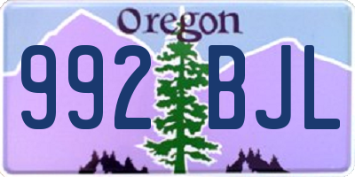 OR license plate 992BJL