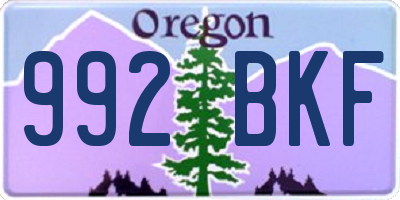 OR license plate 992BKF