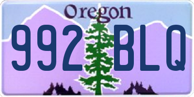 OR license plate 992BLQ