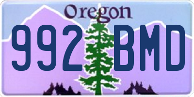 OR license plate 992BMD