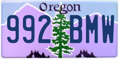 OR license plate 992BMW