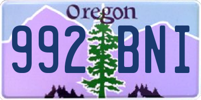 OR license plate 992BNI