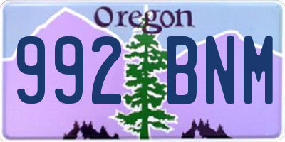 OR license plate 992BNM