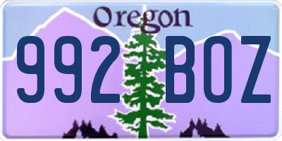 OR license plate 992BOZ