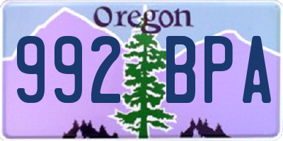OR license plate 992BPA
