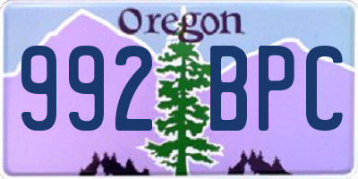 OR license plate 992BPC