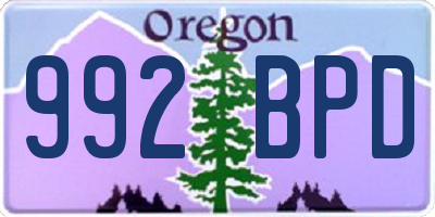 OR license plate 992BPD