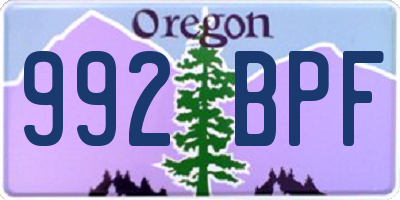 OR license plate 992BPF