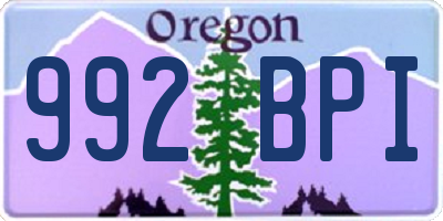 OR license plate 992BPI