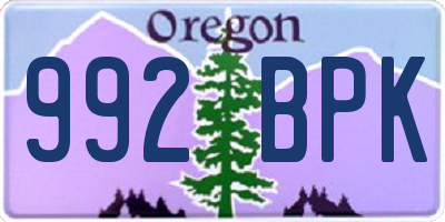OR license plate 992BPK