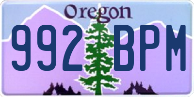 OR license plate 992BPM