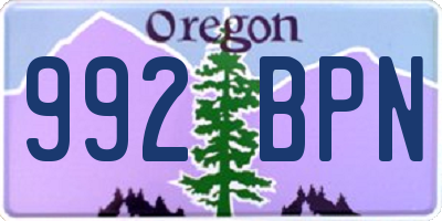 OR license plate 992BPN