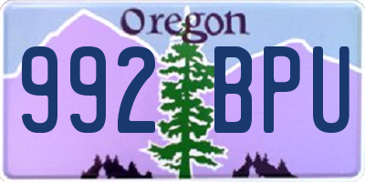 OR license plate 992BPU
