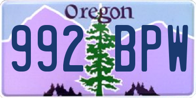 OR license plate 992BPW