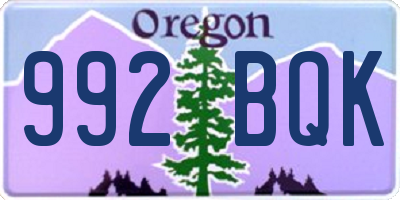 OR license plate 992BQK
